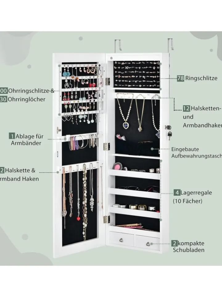 COSTWAY Schmuckkästen<Schmuckschrank in Weiß