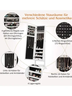 COSTWAY Schmuckkästen<Schmuckschrank in Weiß