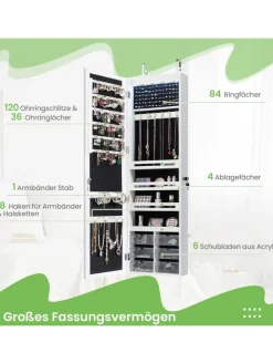 COSTWAY Schmuckkästen<Schmuckschrank in Weiß