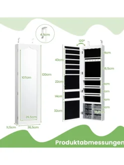 COSTWAY Schmuckkästen<Schmuckschrank in Weiß