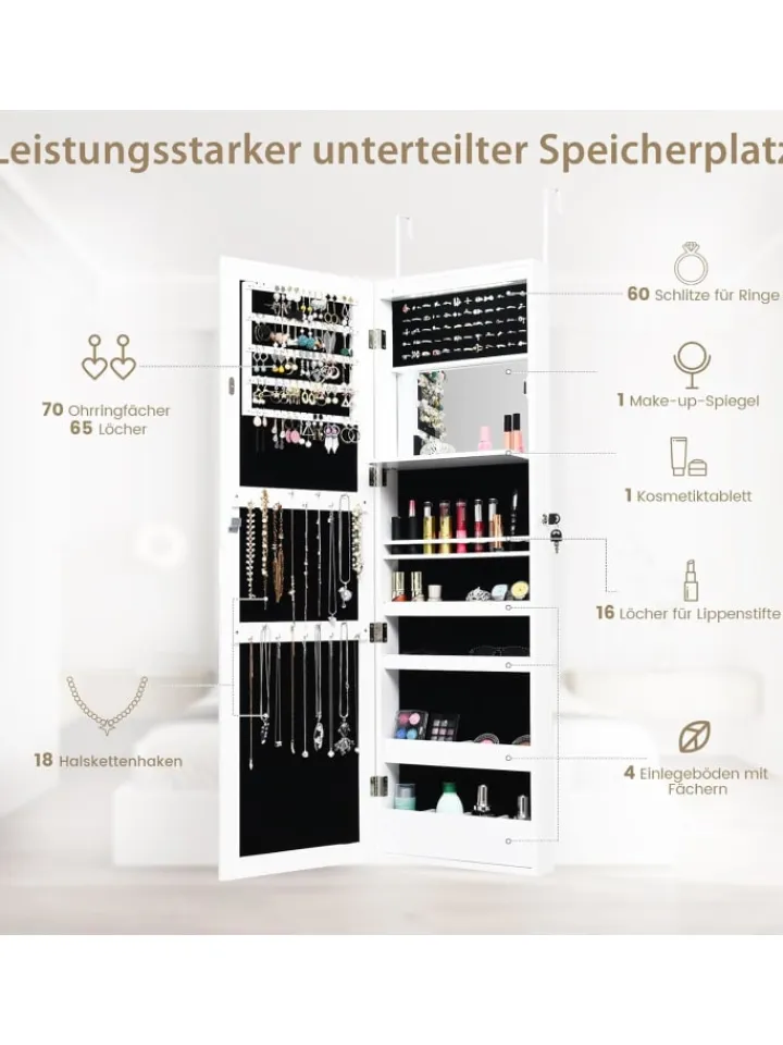 COSTWAY Schmuckkästen<Schmuckschrank in Weiß
