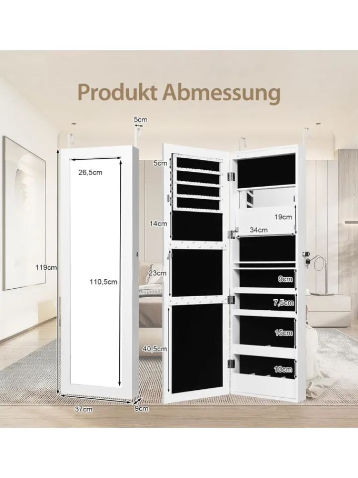 COSTWAY Schmuckkästen<Schmuckschrank in Weiß