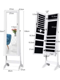 COSTWAY Schmuckkästen<Schmuckschrank in Weiß