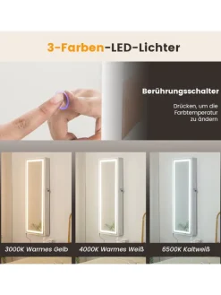 COSTWAY Schmuckkästen<Schmuckschrank LED abschließbar in Weiß
