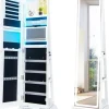 COSTWAY Schmuckkästen<Schmuckschrank LED drehbar in Weiß