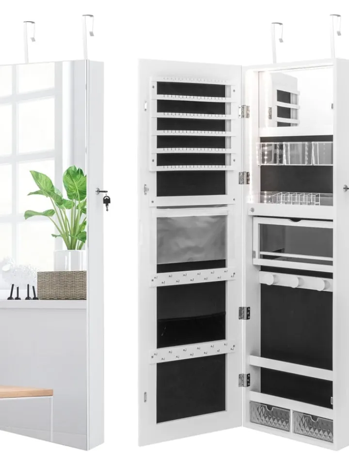 COSTWAY Schmuckkästen<Schmuckschrank LED in Weiß