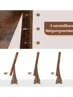 COSTWAY Schmuckkästen<Schmuckschrank mit Beleuchtung in Braun