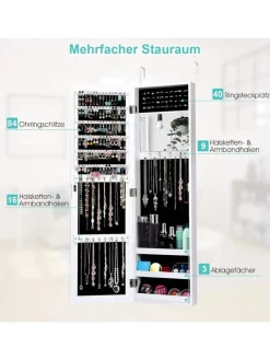 COSTWAY Schmuckkästen<Schmuckschrank mit Spiegel in Weiß