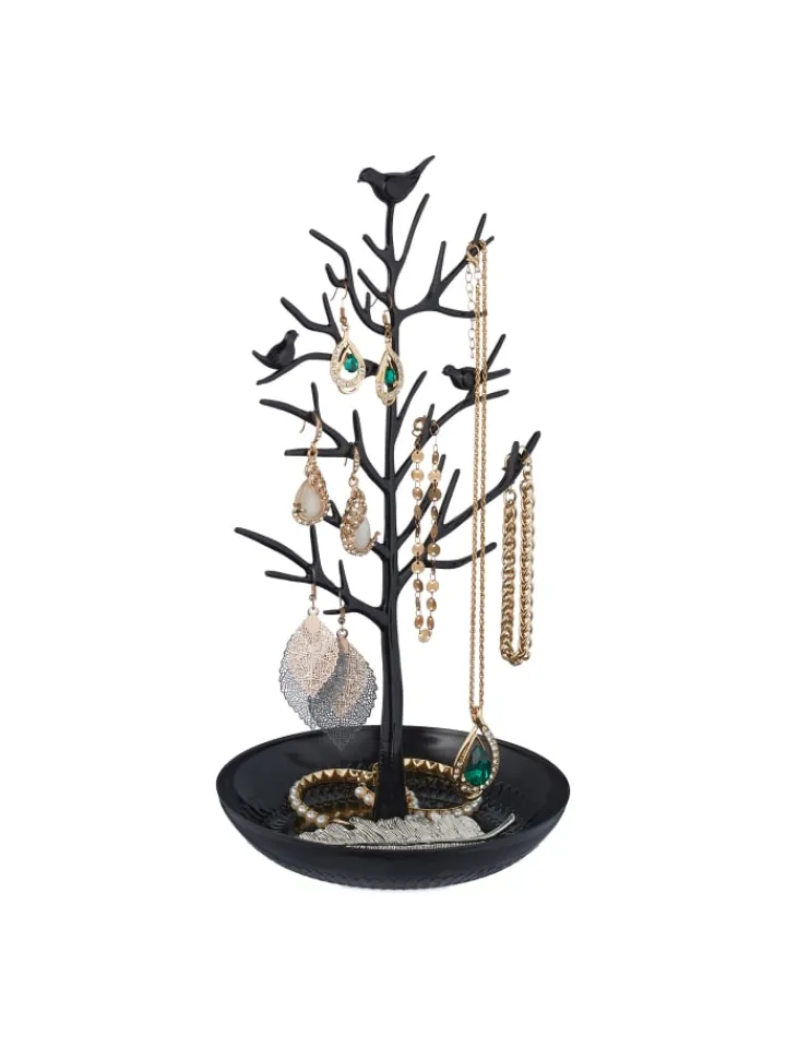 relaxdays Schmuckkästen<Schmuckständer "Baum" in Schwarz