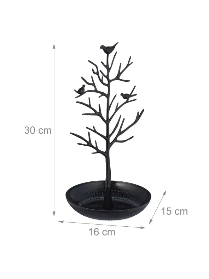 relaxdays Schmuckkästen<Schmuckständer "Baum" in Schwarz