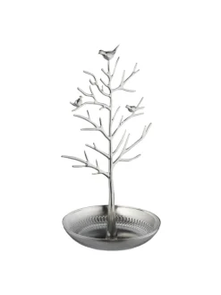 relaxdays Schmuckkästen<Schmuckständer "Baum" in Silber