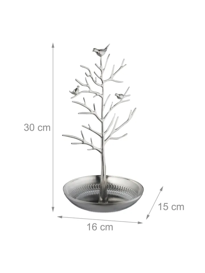 relaxdays Schmuckkästen<Schmuckständer "Baum" in Silber