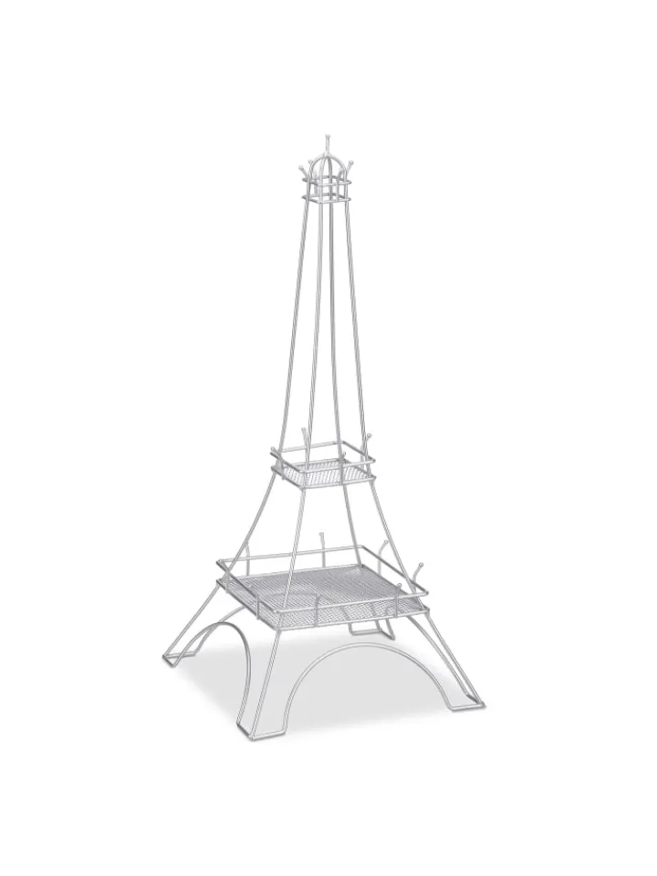 relaxdays Schmuckkästen<Schmuckständer "Eiffelturm" in Silber - (H)47 cm
