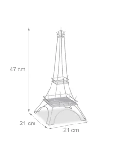 relaxdays Schmuckkästen<Schmuckständer "Eiffelturm" in Silber - (H)47 cm