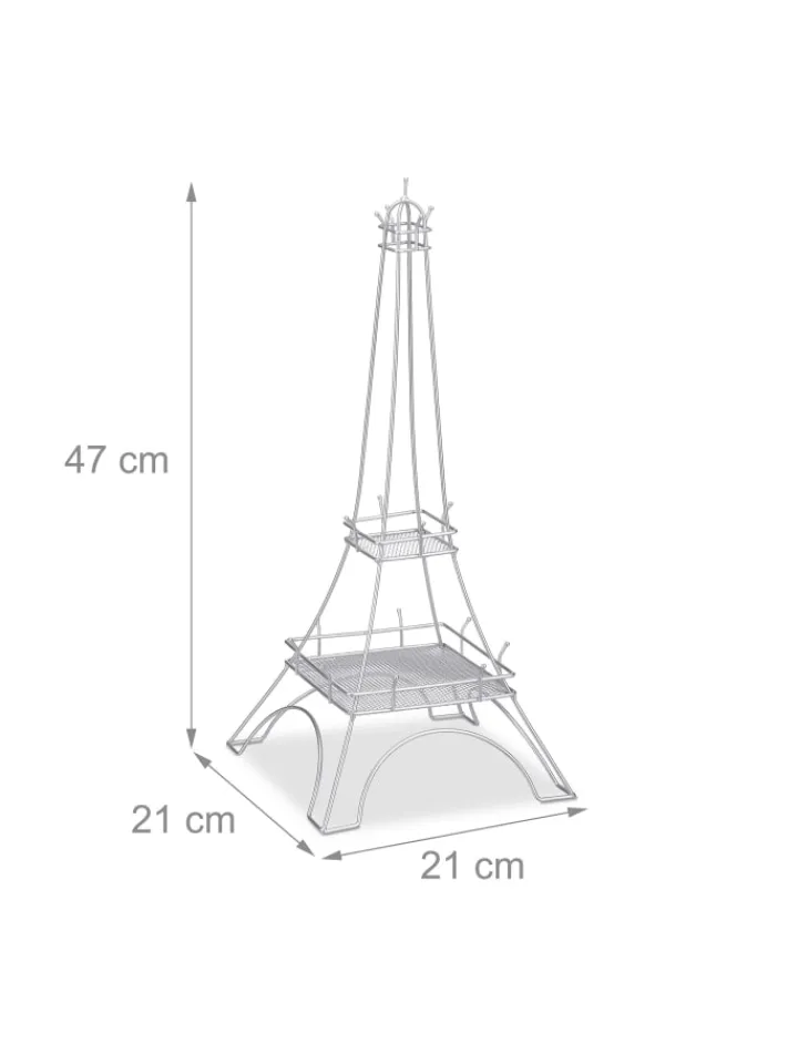 relaxdays Schmuckkästen<Schmuckständer "Eiffelturm" in Silber - (H)47 cm