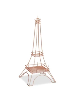 relaxdays Schmuckkästen<Schmuckständer "Eiffelturm" in Roségold - (H)47 cm