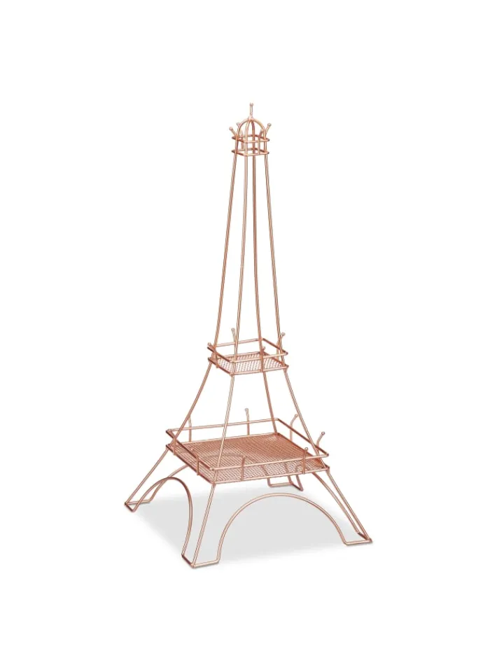 relaxdays Schmuckkästen<Schmuckständer "Eiffelturm" in Roségold - (H)47 cm