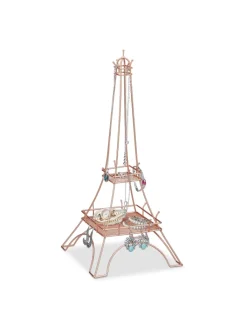 relaxdays Schmuckkästen<Schmuckständer "Eiffelturm" in Roségold - (H)47 cm