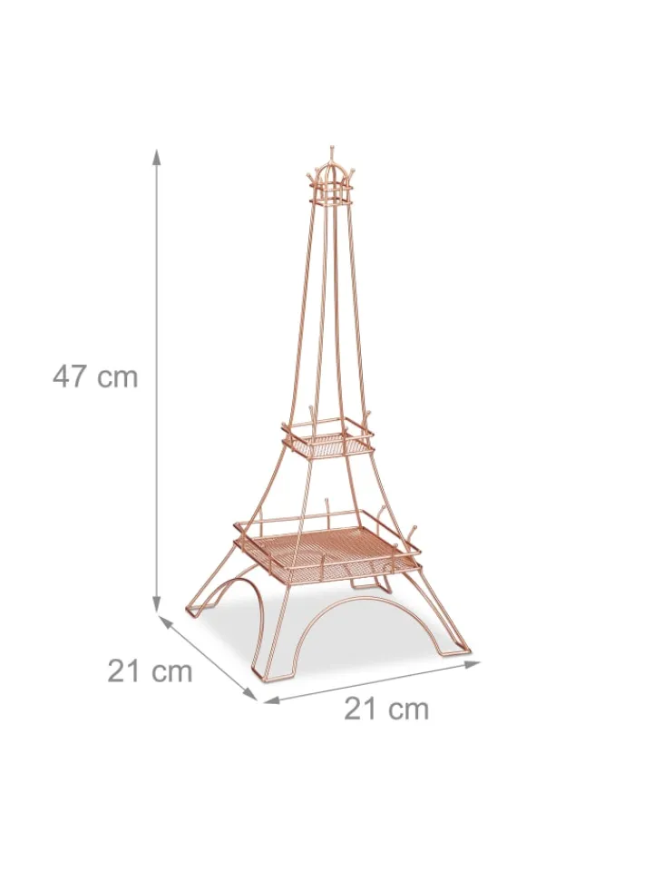 relaxdays Schmuckkästen<Schmuckständer "Eiffelturm" in Roségold - (H)47 cm