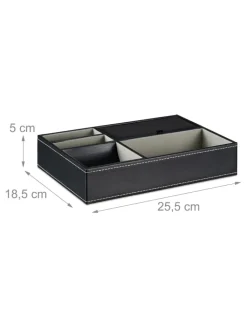 relaxdays Schmuckkästen<Schmucktablett in Schwarz - (B)25,5 x (H)5 x (T)18,5 cm