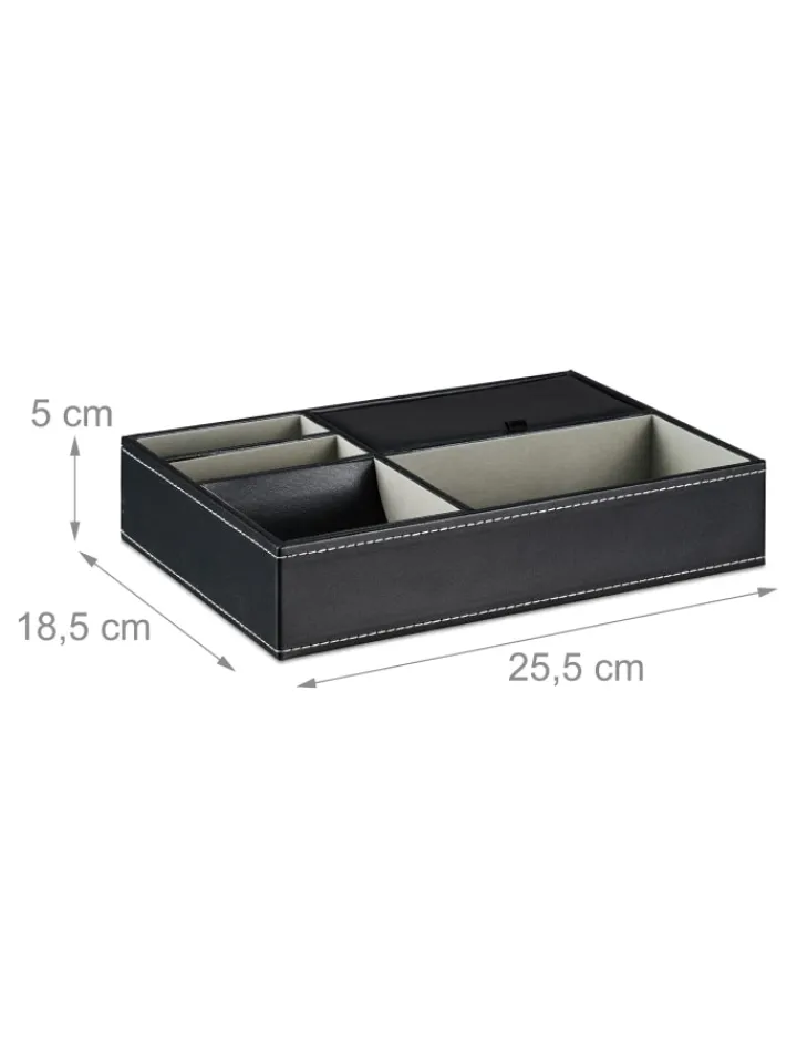 relaxdays Schmuckkästen<Schmucktablett in Schwarz - (B)25,5 x (H)5 x (T)18,5 cm