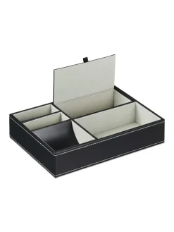 relaxdays Schmuckkästen<Schmucktablett in Schwarz - (B)25,5 x (H)5 x (T)18,5 cm