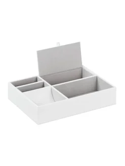 relaxdays Schmuckkästen<Schmucktablett in Weiß - (B)25,5 x (H)5 x (T)18,5 cm