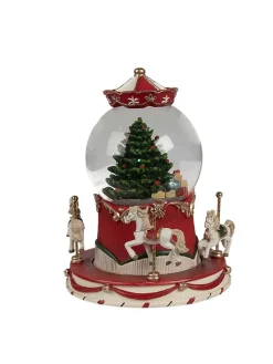 Clayre & Eef Dekofiguren & -Objekte<Schneekugel "Weihnachtsbaum" in Bunt - (H)19 x Ø 14 cm