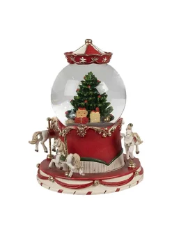 Clayre & Eef Dekofiguren & -Objekte<Schneekugel "Weihnachtsbaum" in Bunt - (H)19 x Ø 14 cm