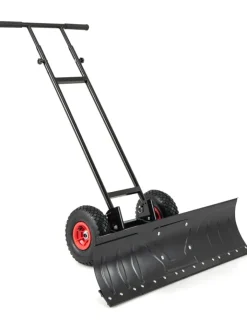 COSTWAY Weitere Haushaltshelfer<Schneeschaufel mit Rädern in Schwarz