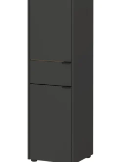 KADIMA DESIGN Badmöbel<Schrank mit Schublade, 34x34x111 cm, leise Schließtechnik in Grau-Beige