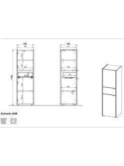 KADIMA DESIGN Badmöbel<Schrank mit Schublade, 34x34x111 cm, leise Schließtechnik in Grau-Beige
