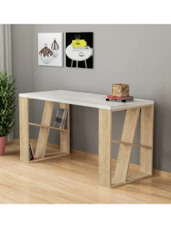 Scandinavia Concept Tische<Schreibtisch "Honey" in Hellbraun/ Weiß - (B)140 x (H)75 x (T)60 cm