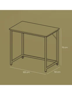 Songmics Tische<Schreibtisch in Braun/ Schwarz - (B)100 x (H)76 x (T)50 cm