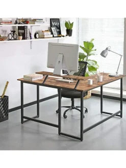 Songmics Tische<Schreibtisch in Braun/ Schwarz - (H)76 cm