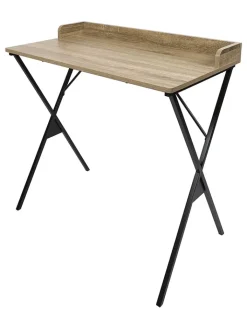 Rétro Chic Tische<Schreibtisch in Hellbraun/ Schwarz - (B)80 x (H)80 x (T)48 cm