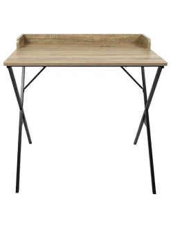 Rétro Chic Tische<Schreibtisch in Hellbraun/ Schwarz - (B)80 x (H)80 x (T)48 cm