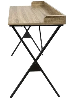 Rétro Chic Tische<Schreibtisch in Hellbraun/ Schwarz - (B)80 x (H)80 x (T)48 cm