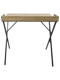 Rétro Chic Tische<Schreibtisch in Hellbraun/ Schwarz - (B)80 x (H)80 x (T)48 cm