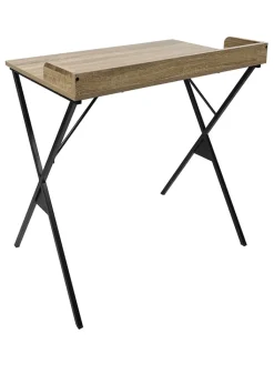 Rétro Chic Tische<Schreibtisch in Hellbraun/ Schwarz - (B)80 x (H)80 x (T)48 cm