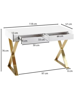 FineBuy Tische<Schreibtisch in Weiß / MDF / 118x57x76