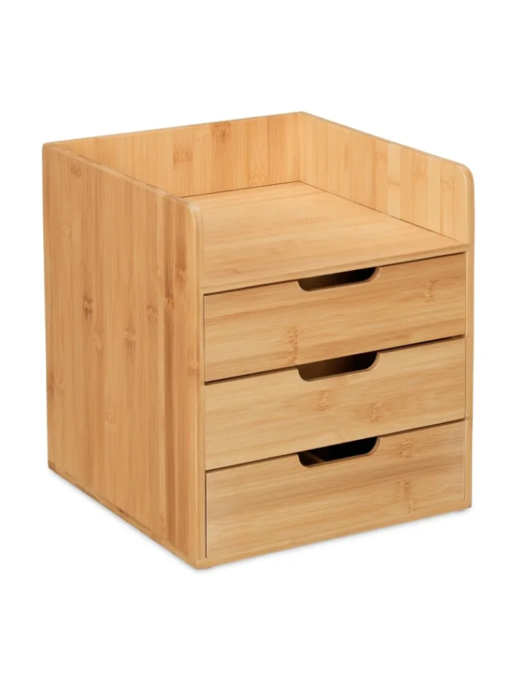 relaxdays Büro- & Schulbedarf<Schreibtisch Organizer in Natur - (B)30 x (H)33 x (T)31 cm