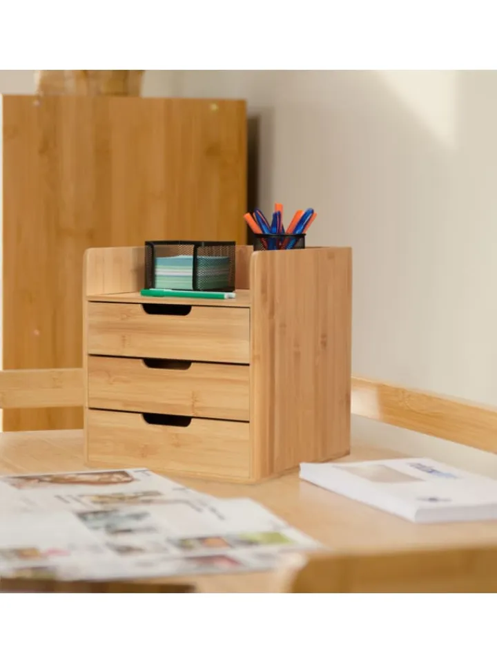 relaxdays Büro- & Schulbedarf<Schreibtisch Organizer in Natur - (B)30 x (H)33 x (T)31 cm