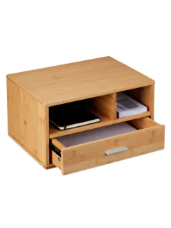 relaxdays Büro- & Schulbedarf<Schreibtisch Organizer in Natur - (B)40 x (H)22 x (T)31 cm