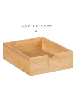 relaxdays Büro- & Schulbedarf<Schreibtisch Organizer in Weiß/Natur - (B)33 x (H)14 x (T)21 cm