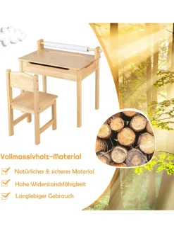 COSTWAY Möbel-Sets<Schreibtisch Set ab 3 Jahren in Beige