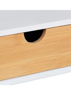 relaxdays Büro- & Schulbedarf<Schreibtisch-Organizer in Weiß/ Natur - (B)32 x (H)11 x (T)22 cm