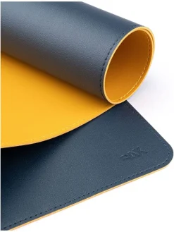 SAX Büro- & Schulbedarf<Schreibtischunterlage in Dunkelblau/ Gelb - (L)90 x (B)45 cm
