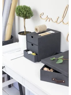 BigsoBox Kisten & Körbe<Schubladenbox "Ingid" in Schwarz - (B)16 x (H)20,5 x (T)25 cm