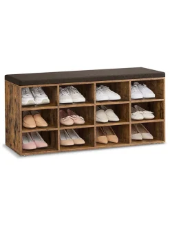 Songmics Garderoben|Regale & Schränke<Schuhbank in Braun/ Schwarz - (B)104 x (H)48 x (T)30 cm